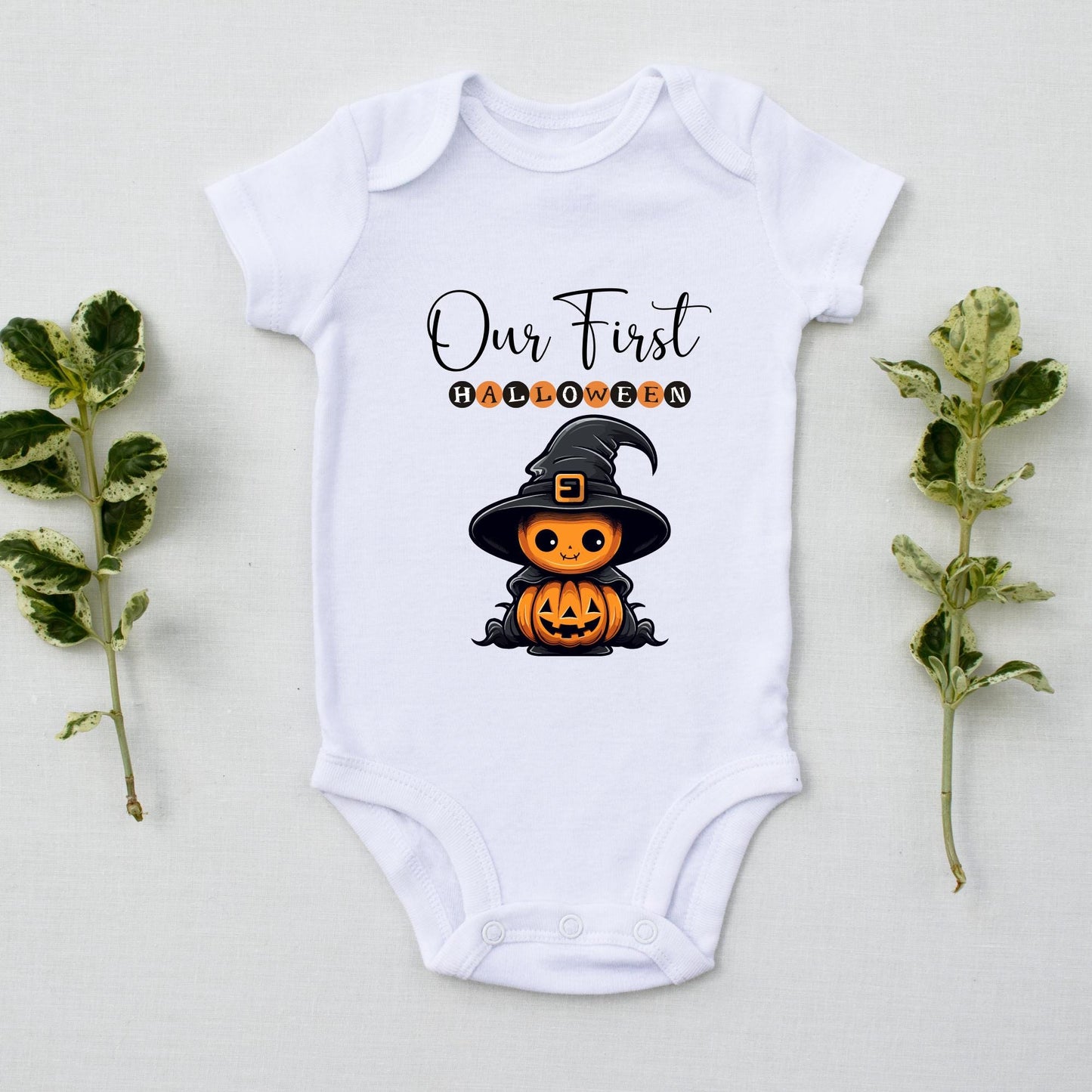 Our First Halloween Pumpkin Wizard Family Matching White Shirts