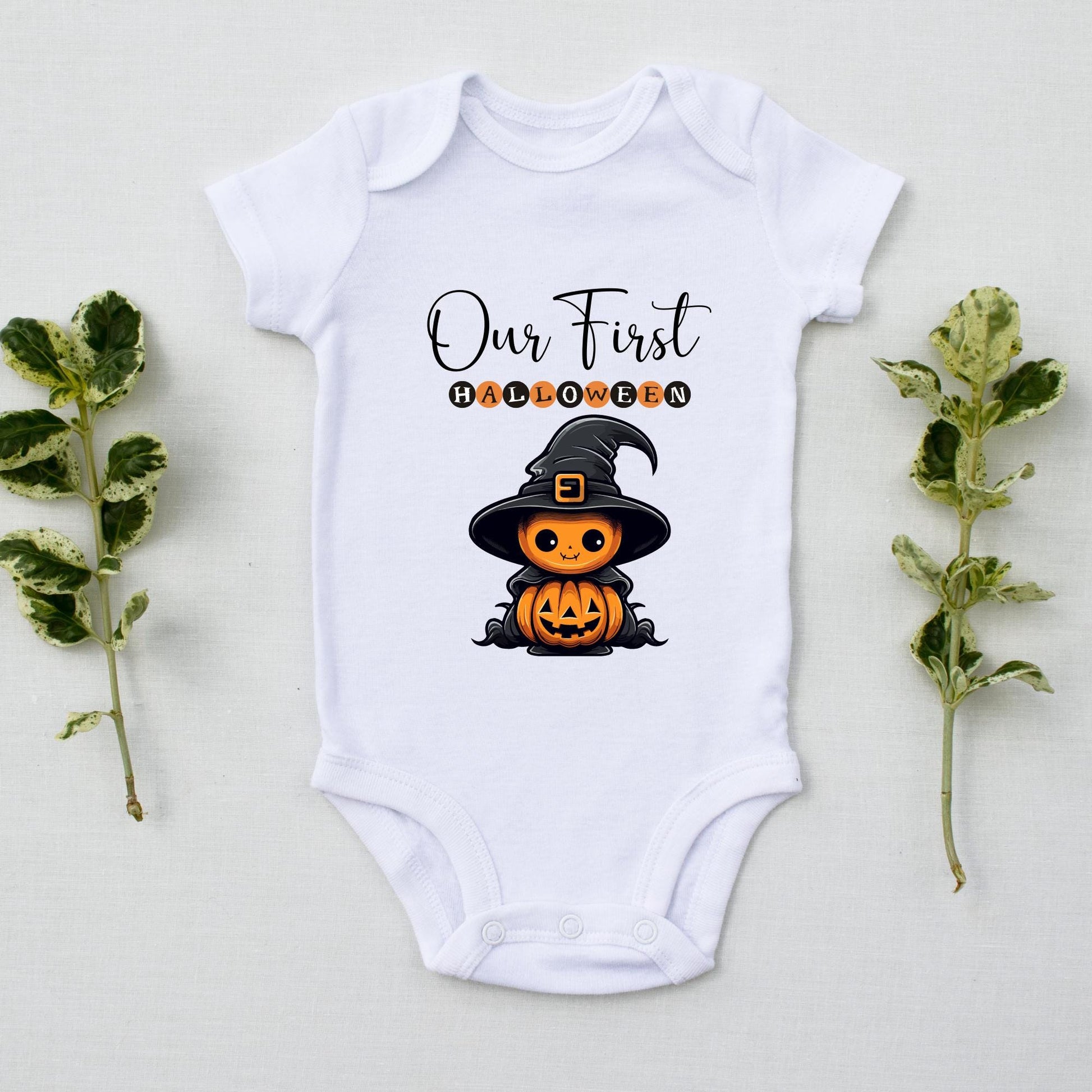 Our First Halloween Pumpkin Wizard Family Matching White Shirts
