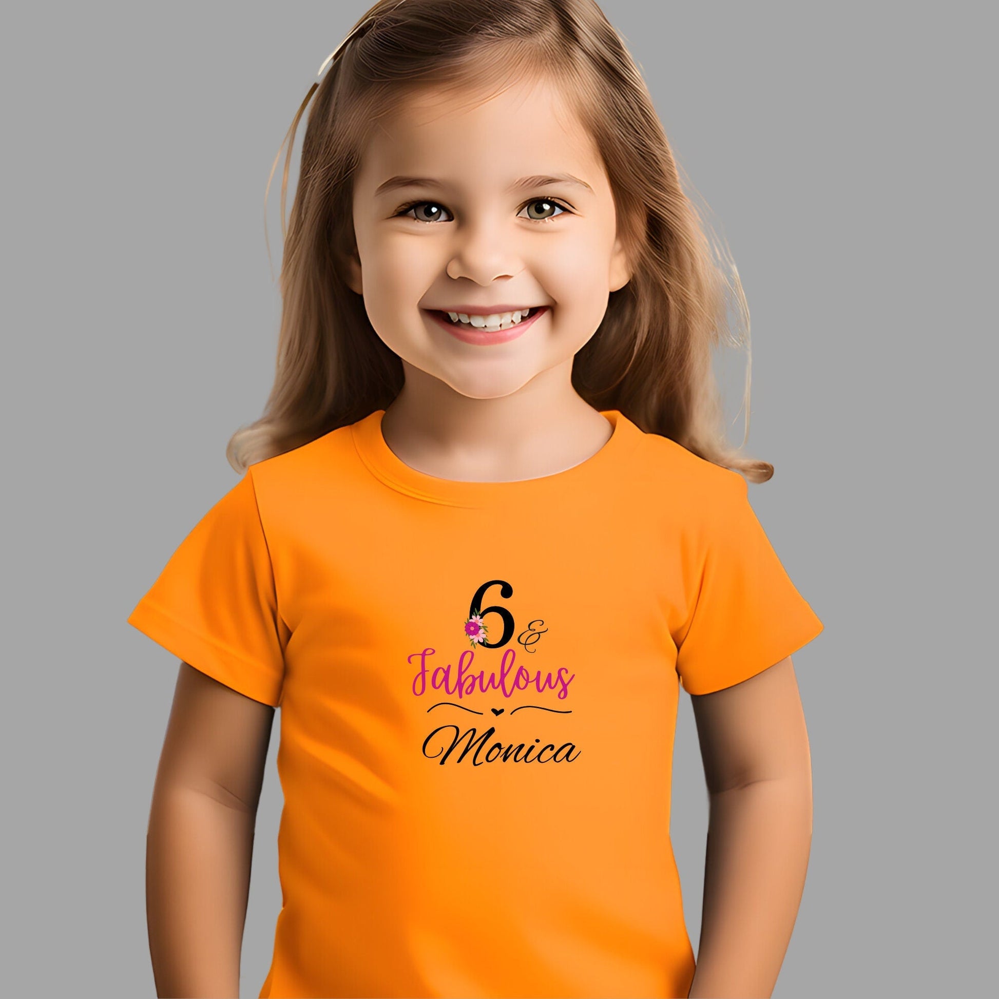 Personalised 6th Birthday T-Shirt - Fabulous & Stylish Birthday Shirt with Custom Name for Girls - Perfect Birthday Party Outfit and Gift