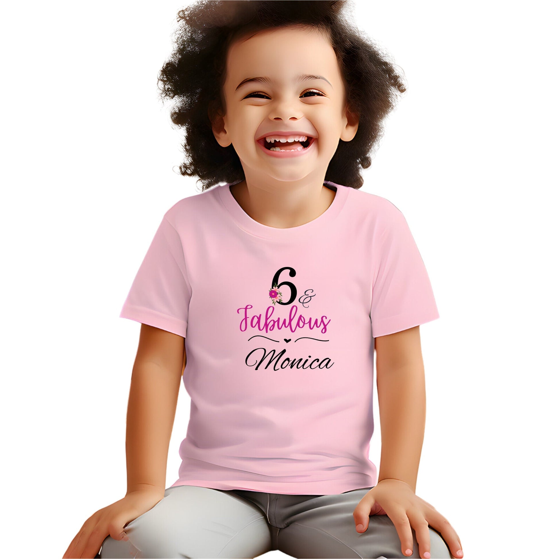 Personalised 6th Birthday T-Shirt - Fabulous & Stylish Birthday Shirt with Custom Name for Girls - Perfect Birthday Party Outfit and Gift