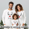 Personalised Family Name Reindeer Face Christmas Sweatshirts