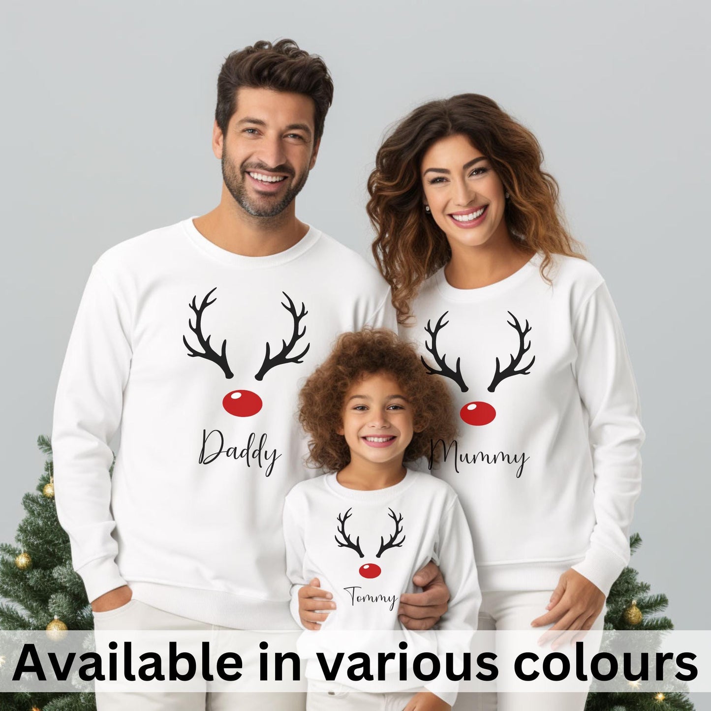 Personalised Christmas Family Name Reindeer Sweatshirt