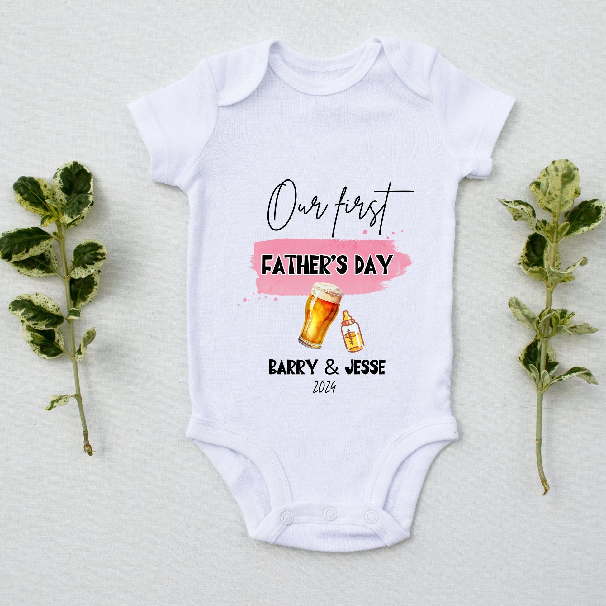 Personalised Dad & Kid Matching Shirts: Our First Father's Day Collection - Custom Cheers Dad & Baby Shirt Set!