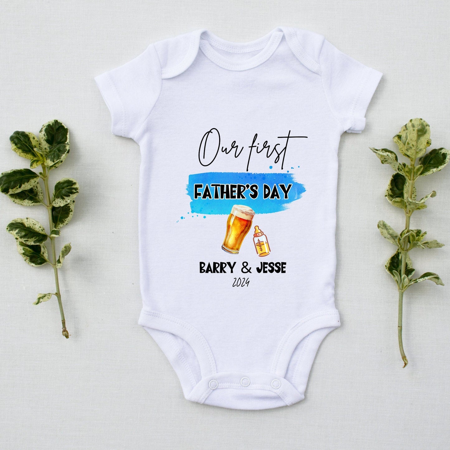 Personalised Dad & Kid Matching Shirts: Our First Father's Day Collection - Custom Cheers Dad & Baby Shirt Set!