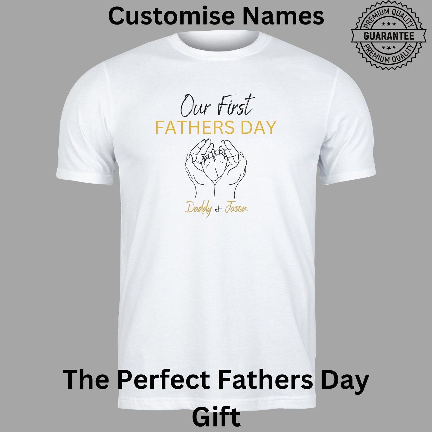 Personalised Father & Baby Matching Shirts & Baby Grow with Hand and Feet Design, Celebrate Dad & Baby Bonding, Customise Your First Father's Day Shirt