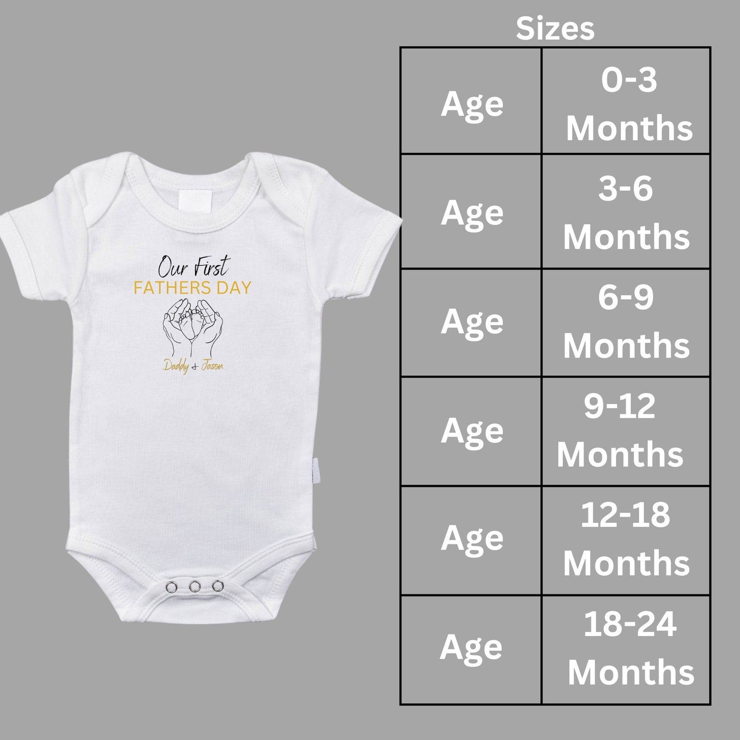 Personalised Father & Baby Matching Shirts & Baby Grow with Hand and Feet Design, Celebrate Dad & Baby Bonding, Customise Your First Father's Day Shirt