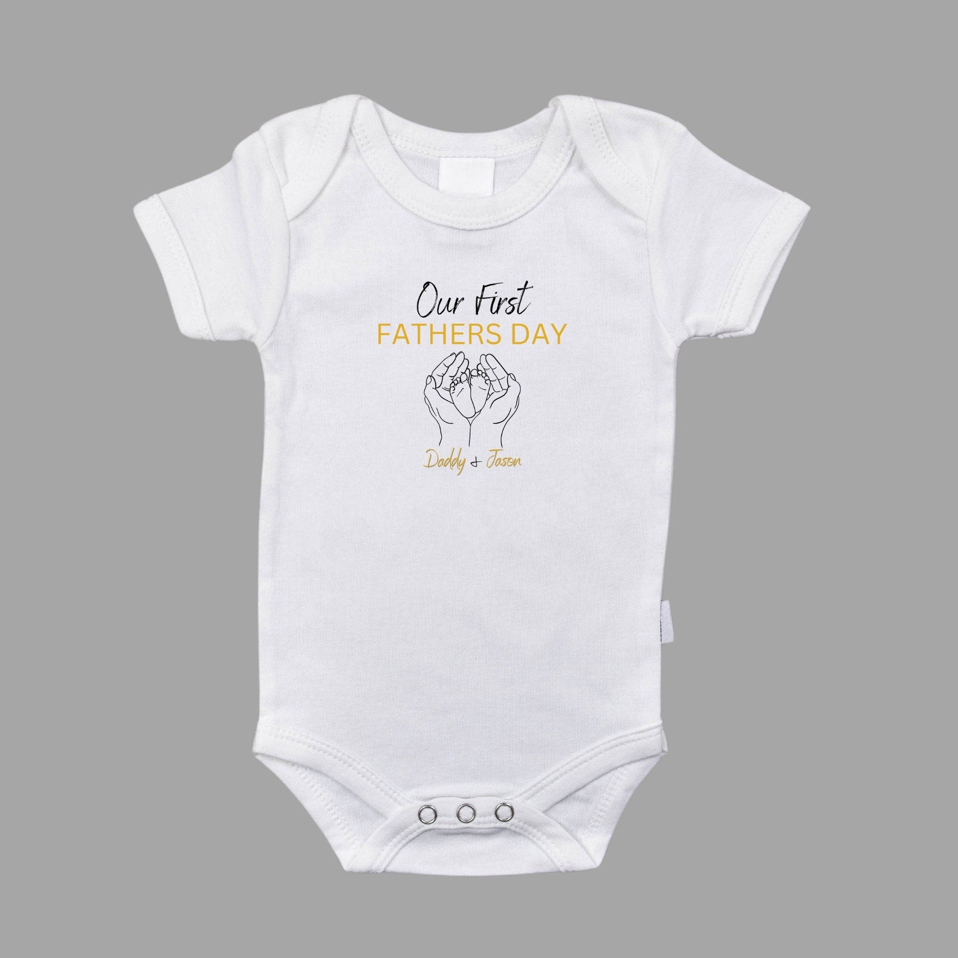 Personalised Father & Baby Matching Shirts & Baby Grow with Hand and Feet Design, Celebrate Dad & Baby Bonding, Customise Your First Father's Day Shirt