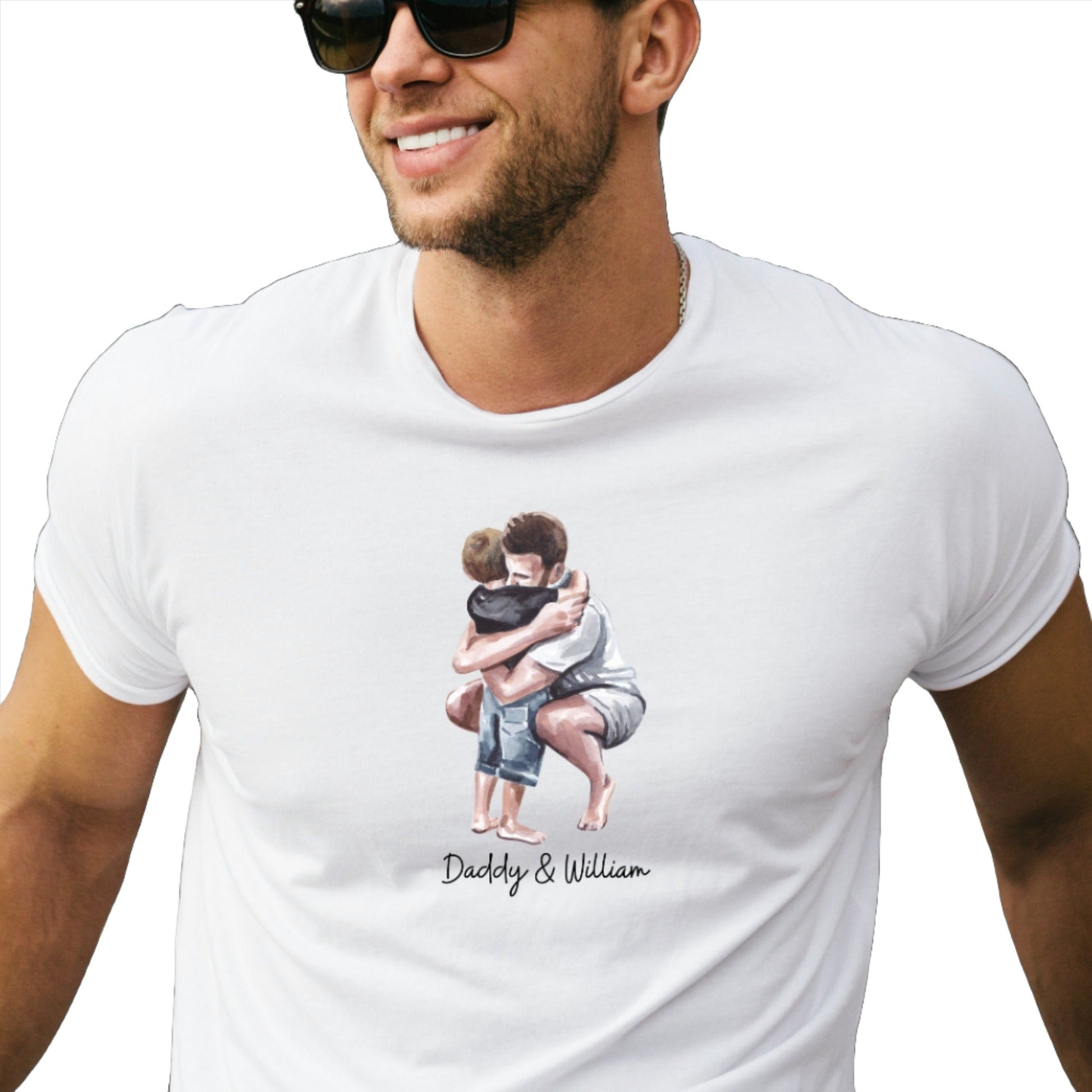 Personalised Father & Child Hug Graphic T-Shirt - Perfect Gift for Dads!