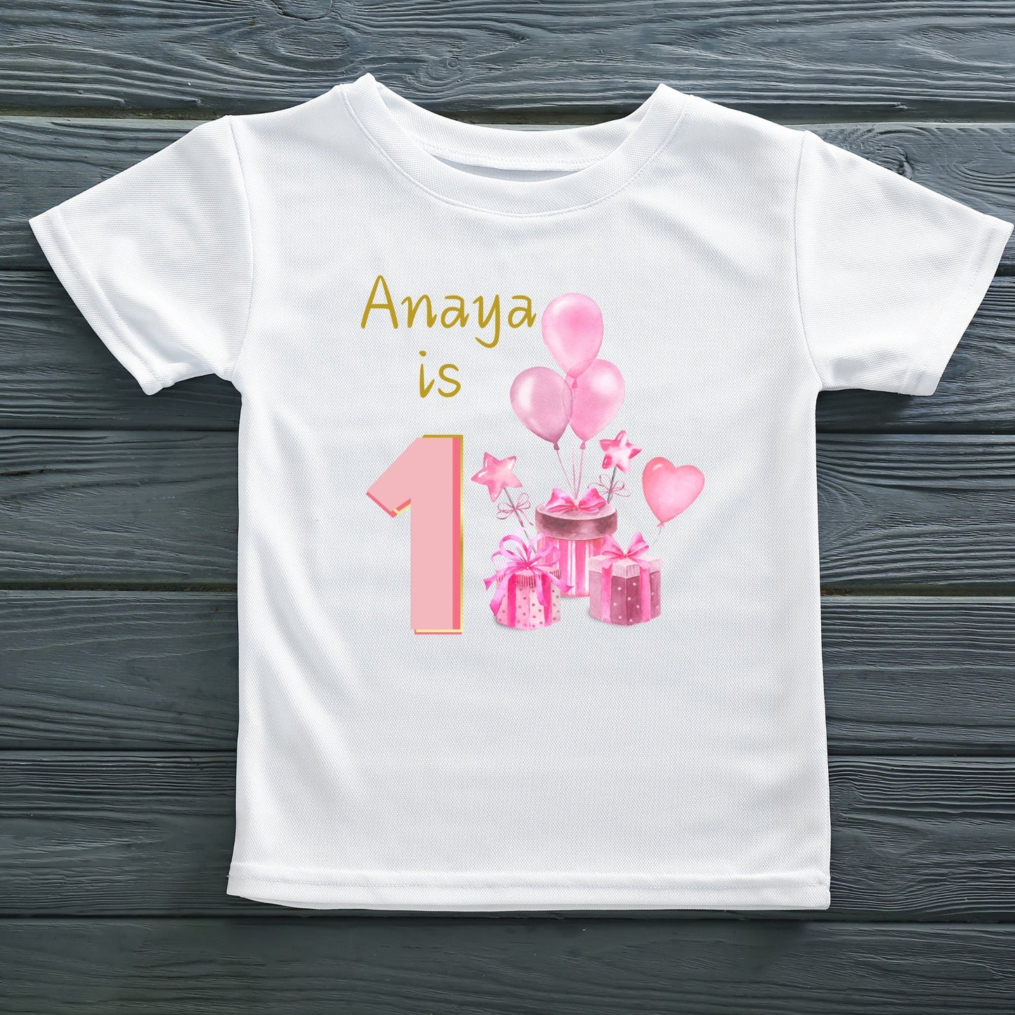 Personalised First Birthday Balloons T-Shirt - Custom One Year Bodysuit for Kids Ideal Birthday Party Shirt