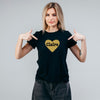Personalised Glitter Heart Pink T Shirt, Valentines Day Heart Shirts for Women, Gold Glitter Heart Shirt, Funny Shirt, Valentine's Day Gift