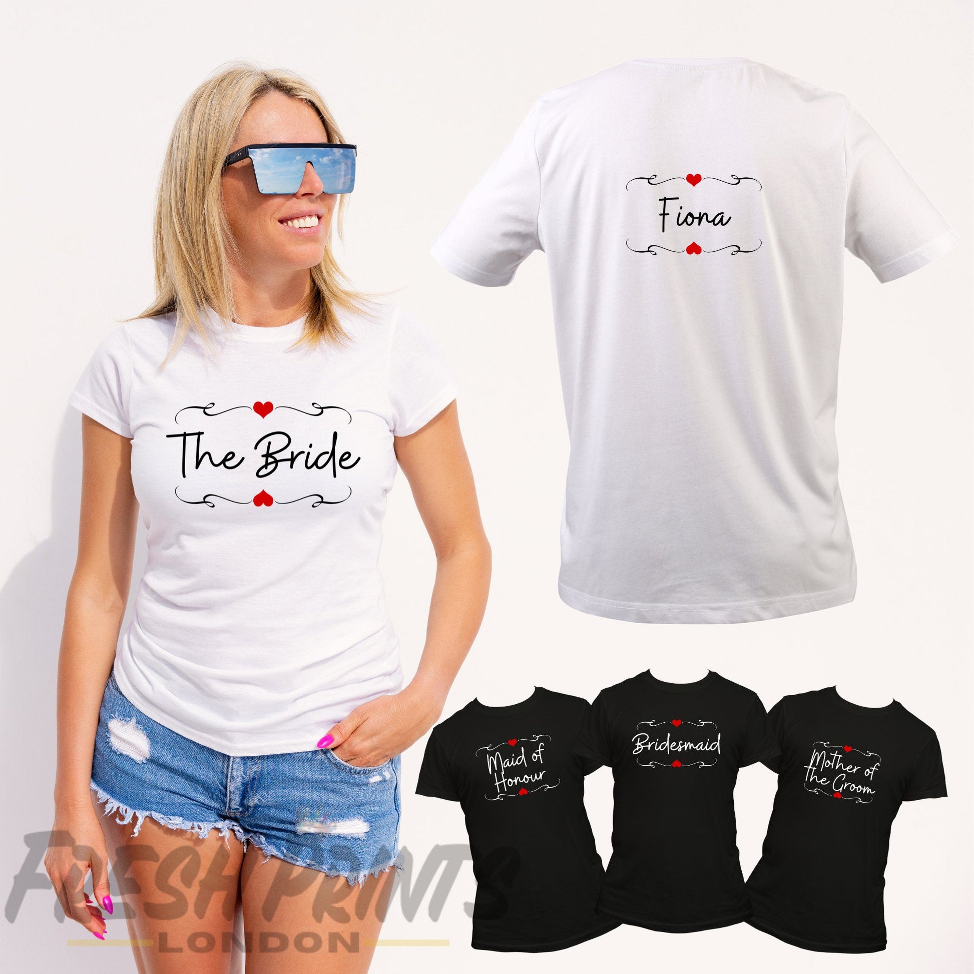 Personalised Hen Party T-Shirt With Border and Heart