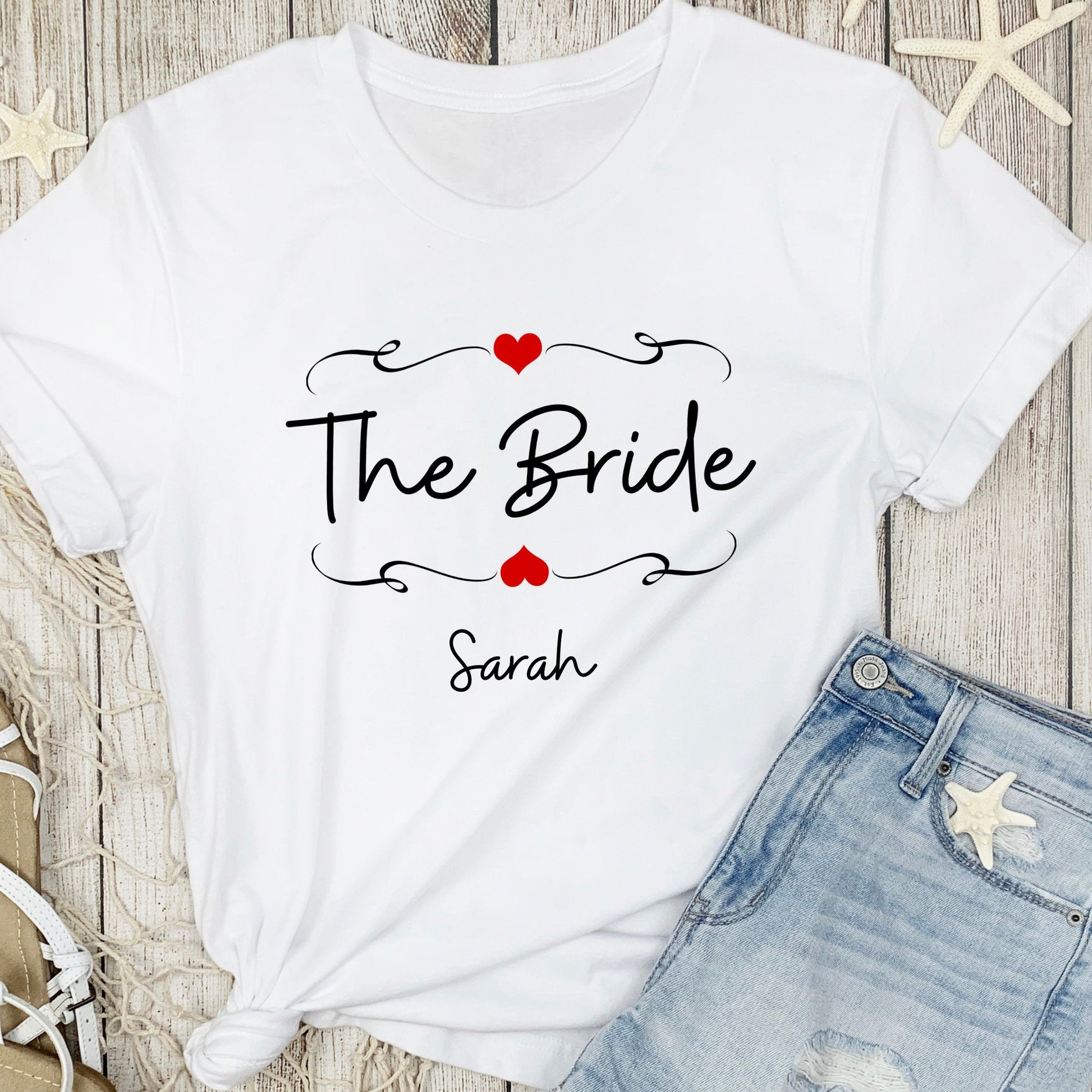 Personalised Hen Party Border and Heart T Shirts