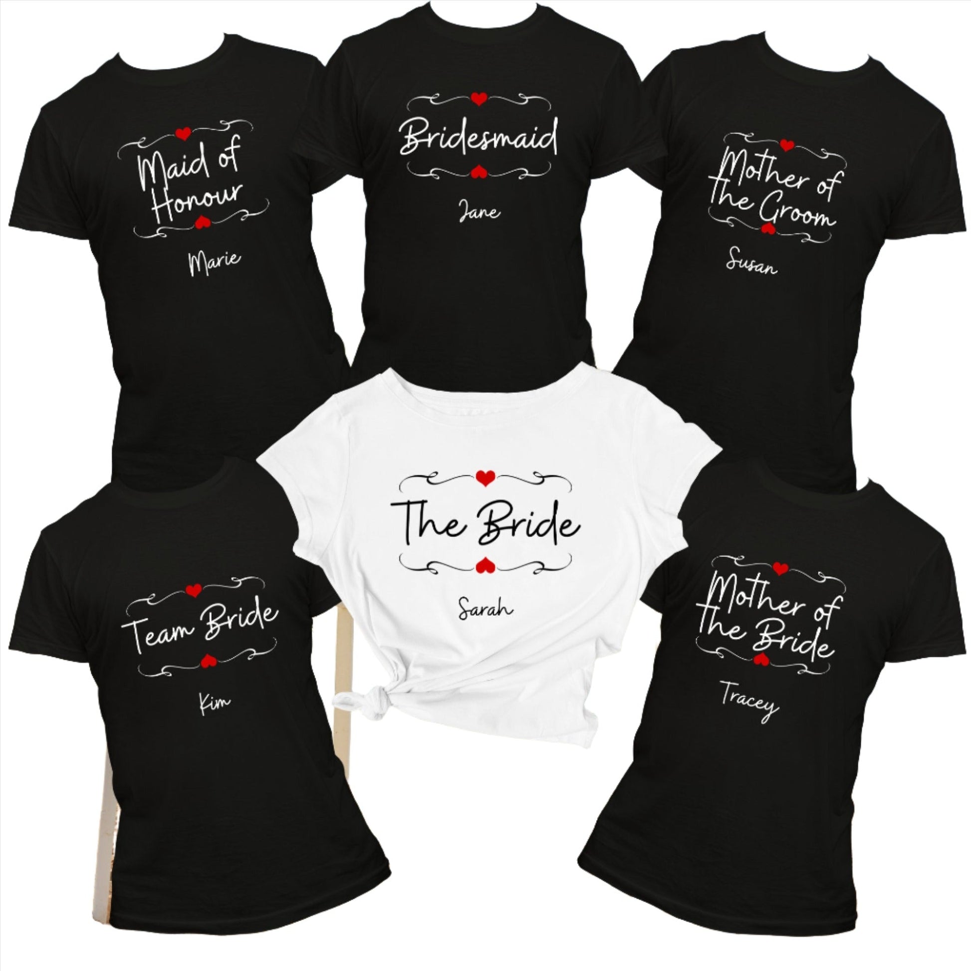 Personalised Hen Party Border and Heart T Shirts