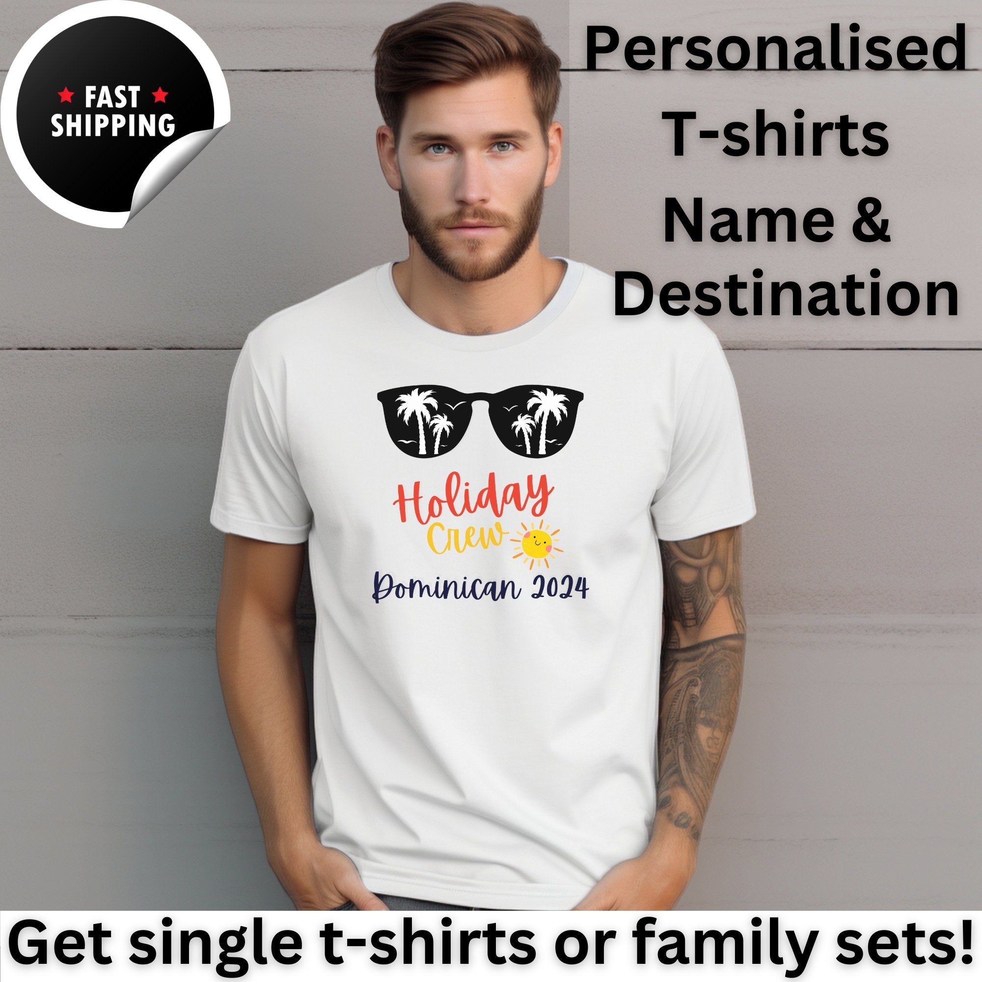 Personalised Holiday Crew Sunglass T Shirts Custom Vacation Tees for the Whole Family