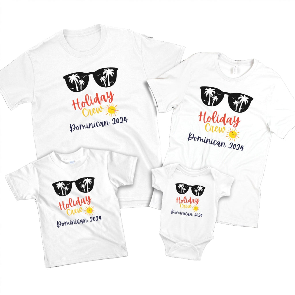 Personalised Family Holiday Crew Sunglass T Shirts
