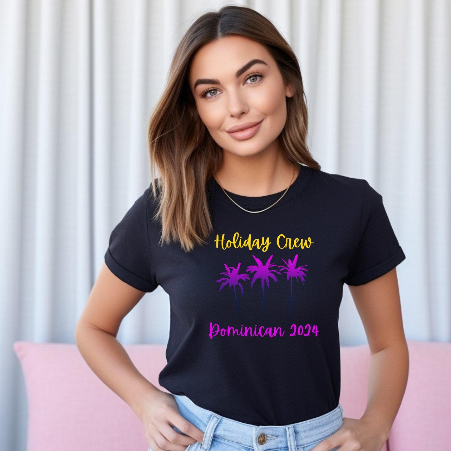 Personalised Holiday Crew T-Shirts – Custom Three Palm Tree Vacation Tees for the Whole Family