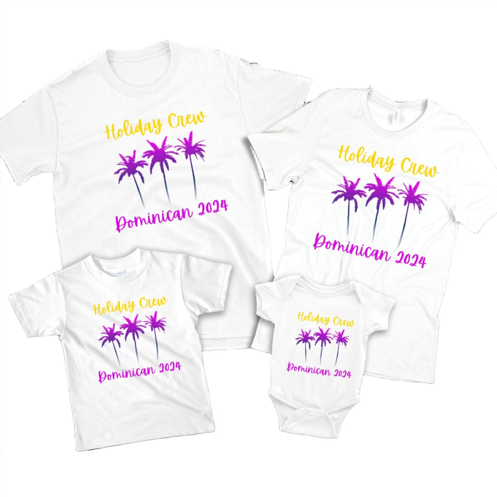 Personalised Holiday Crew Plam Tree Family T Shirts