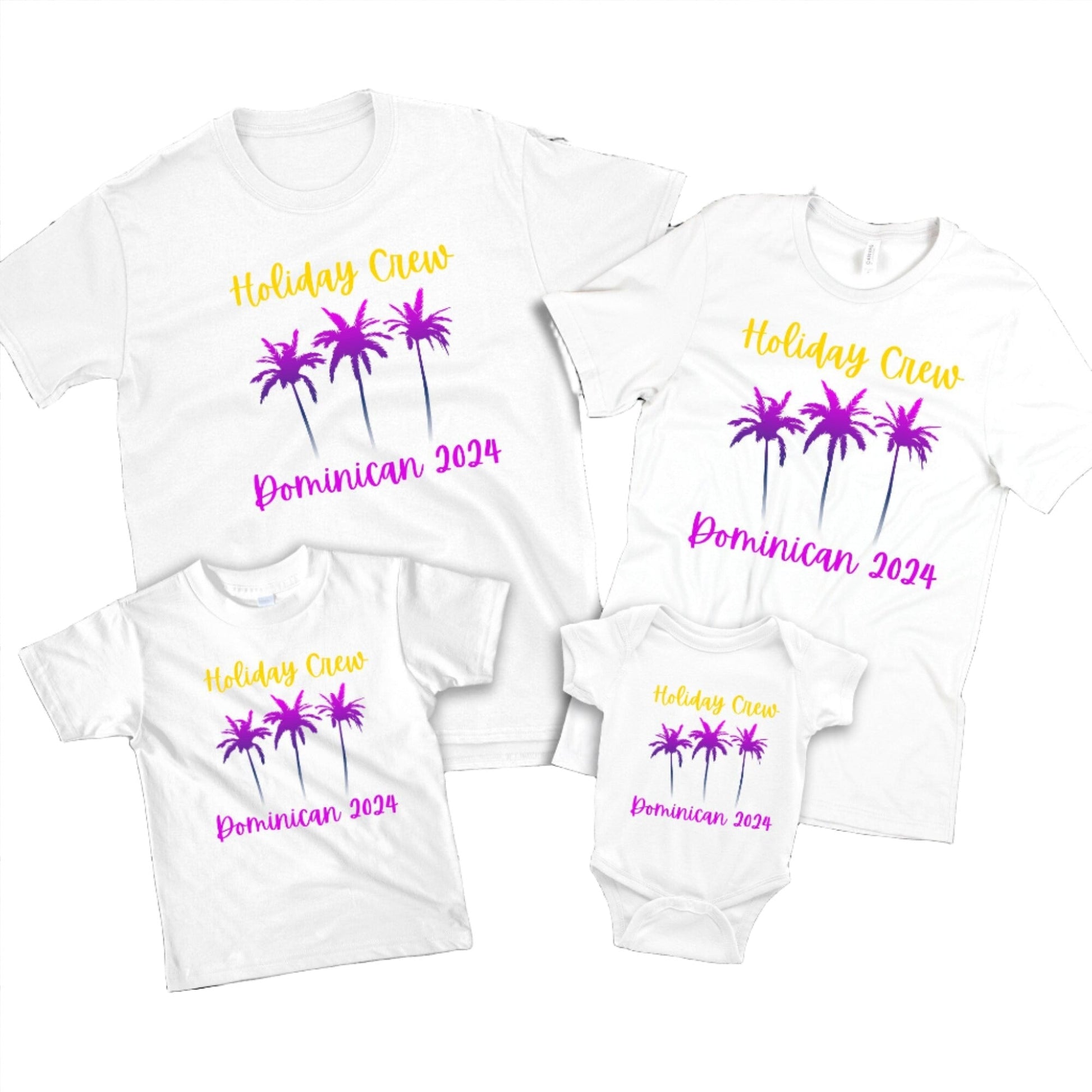 Personalised Holiday Crew T-Shirts – Custom Three Palm Tree Vacation Tees for the Whole Family