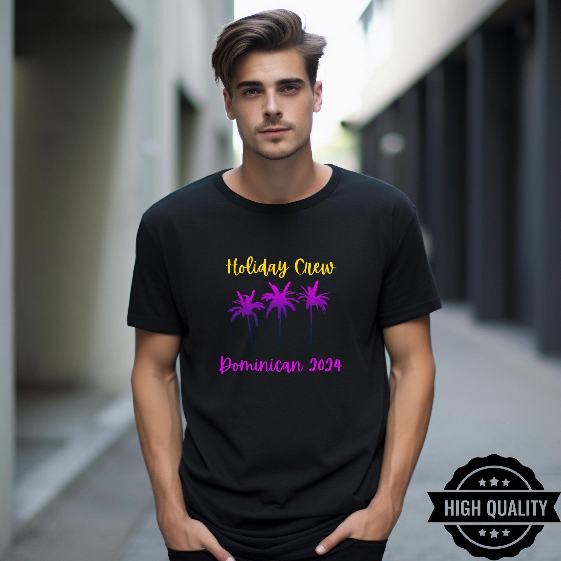 Personalised Holiday Crew T-Shirts – Custom Three Palm Tree Vacation Tees for the Whole Family