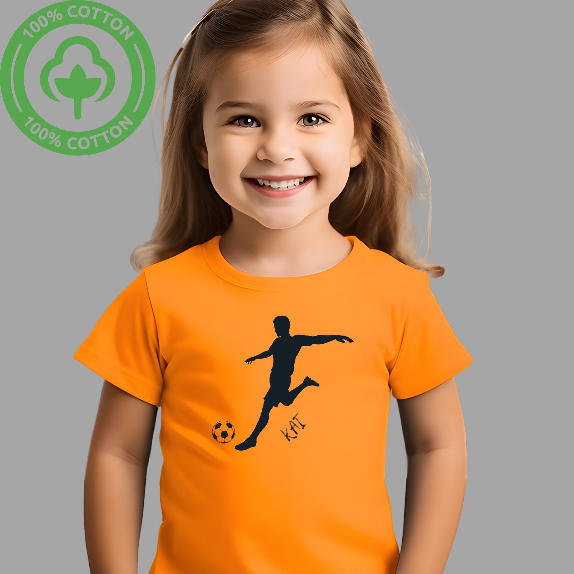 Personalised Kids Football T-Shirt - Custom Name Soccer Sports Tee