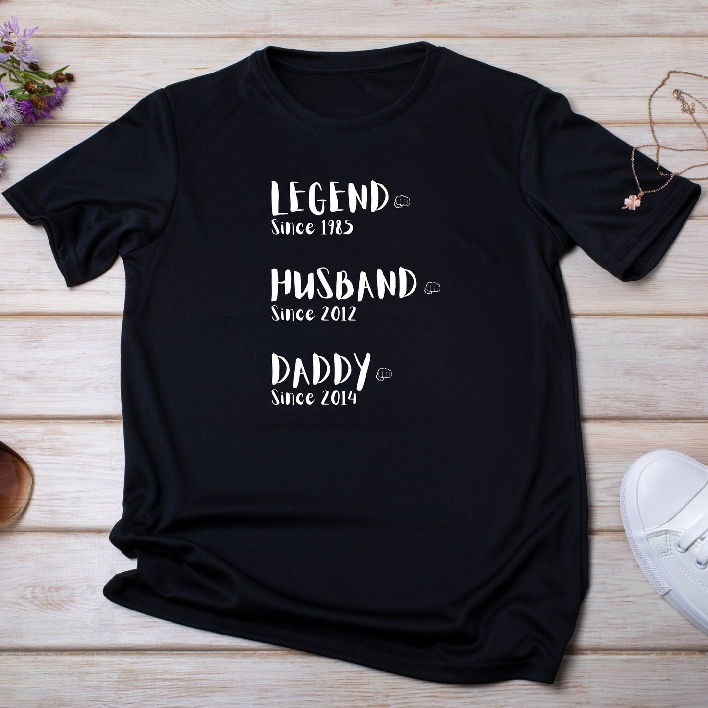 Personalised Legend Husband Daddy Name T-Shirt with Custom Dates