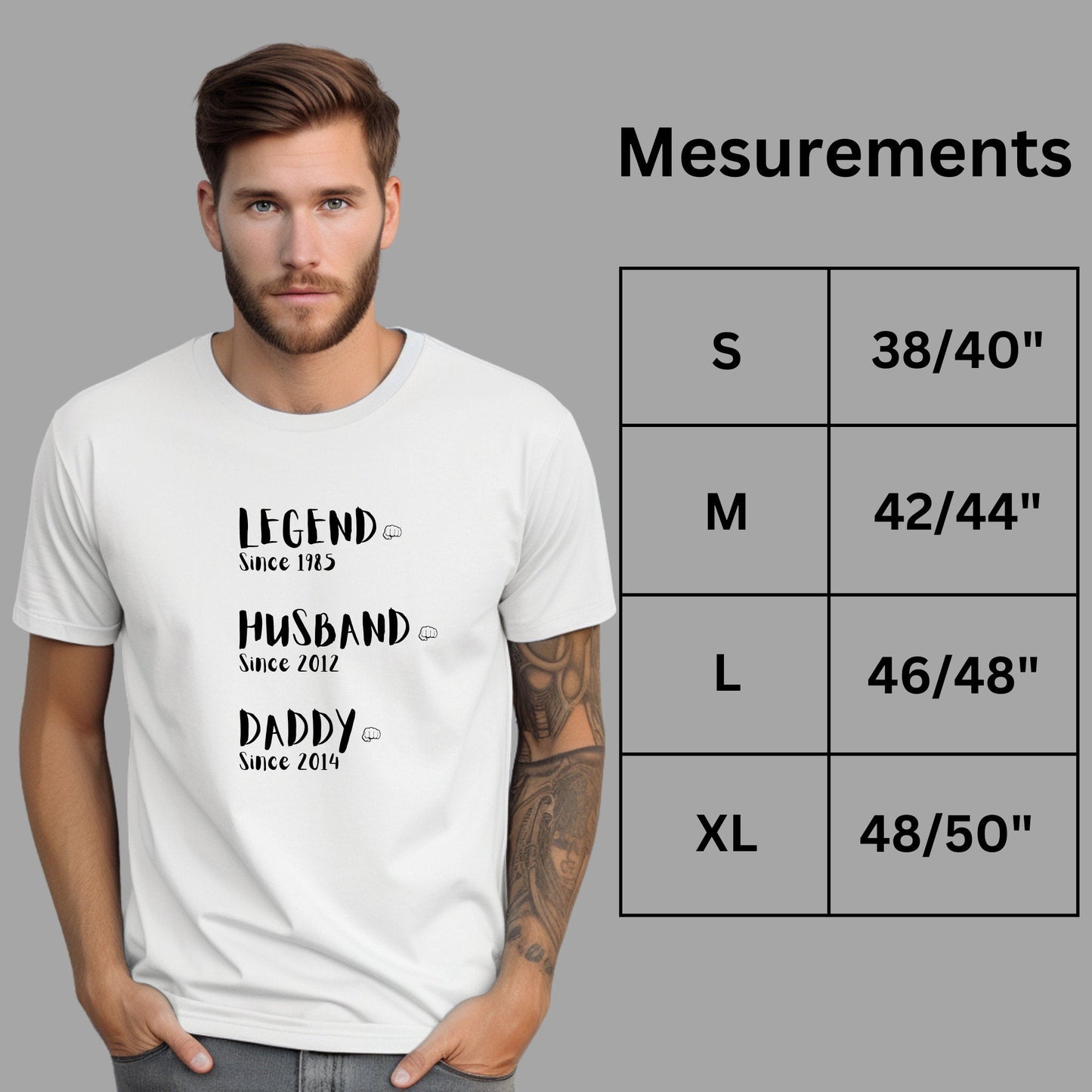 Personalised Legend Husband Daddy Name T-Shirt with Custom Dates