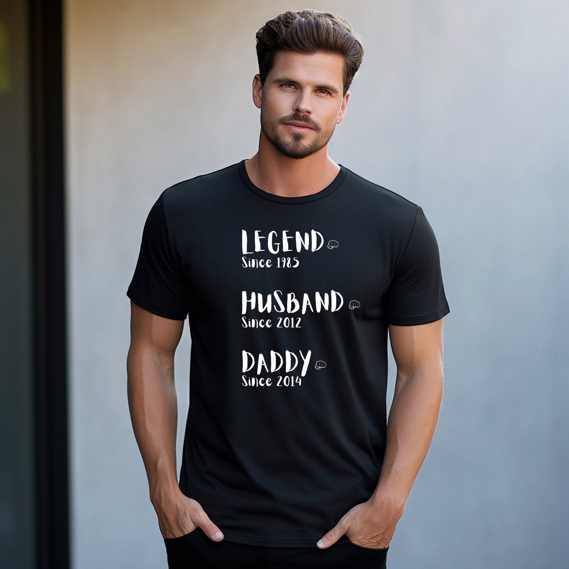 Personalised Legend Husband Daddy Name T-Shirt with Custom Dates