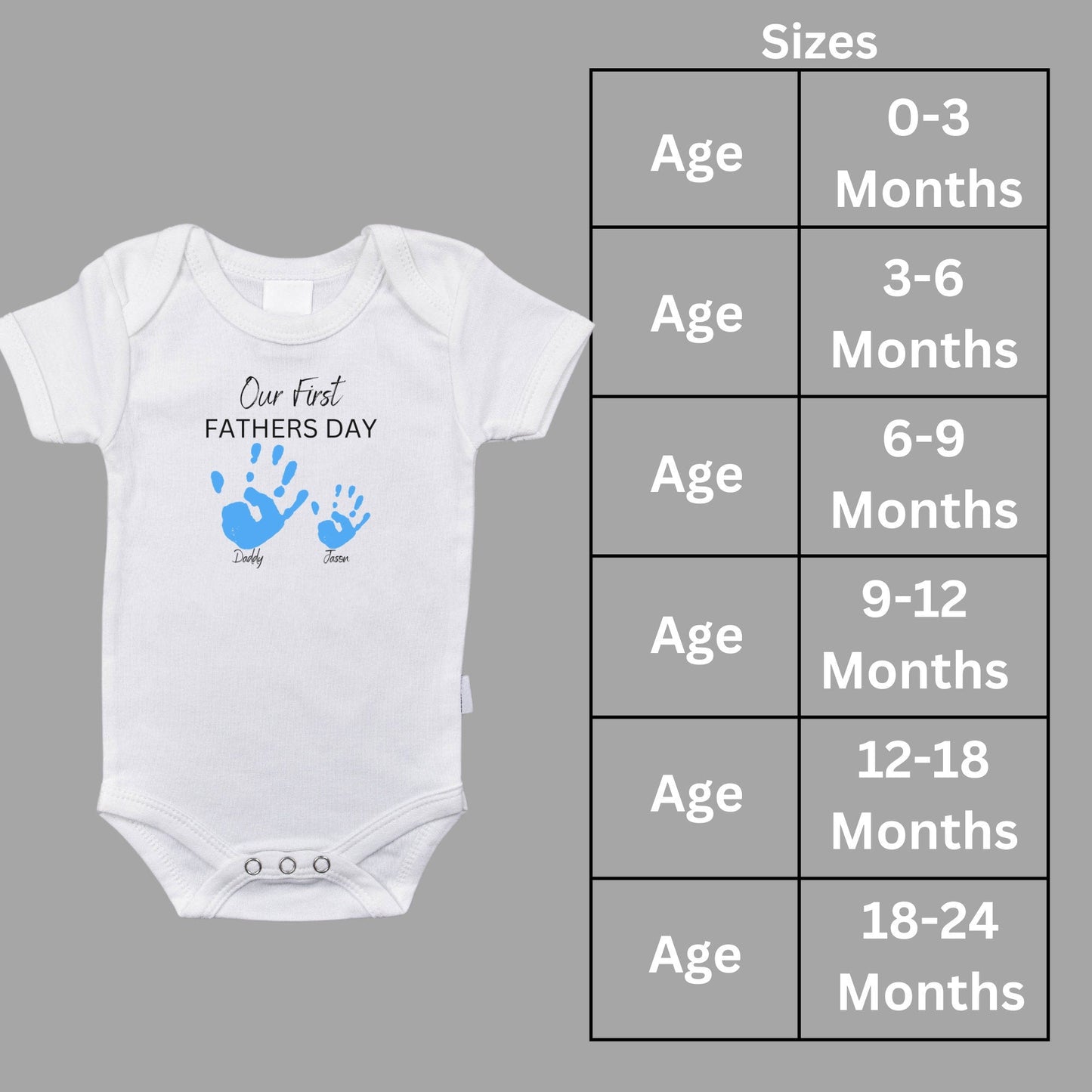 Personalised 'Our First Father's Day' Matching Shirts - Custom Handprint Design for Dad and Baby, Perfect Father's Day Gift