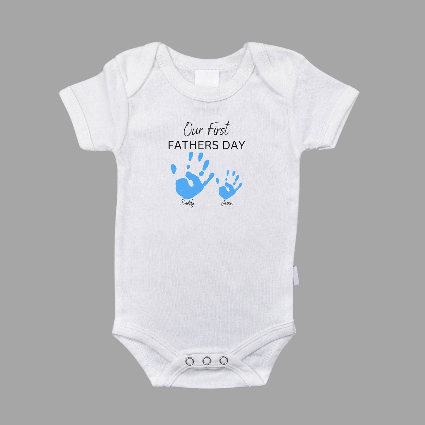 Personalised 'Our First Father's Day' Matching Shirts - Custom Handprint Design for Dad and Baby, Perfect Father's Day Gift