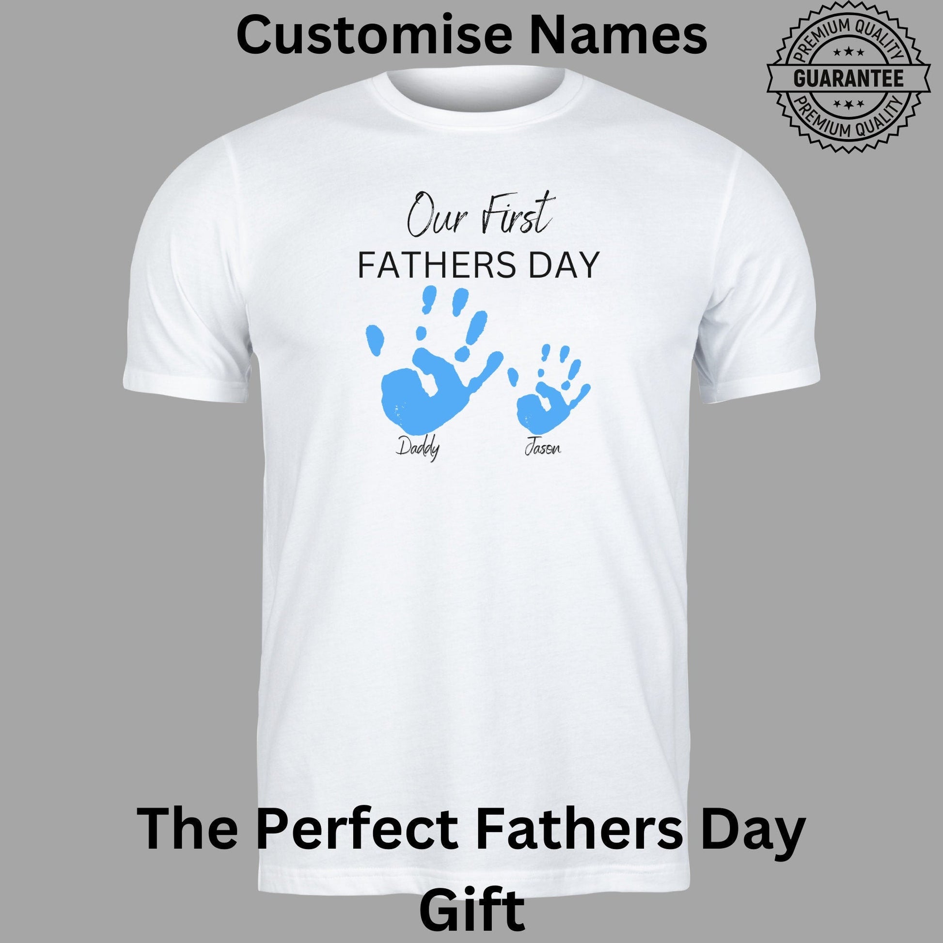 Personalised 'Our First Father's Day' Matching Shirts - Custom Handprint Design for Dad and Baby, Perfect Father's Day Gift