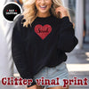 Personalised Women's Red Glitter Heart Sweatshirt, Custom Name Valentine's Sweater, Valentine's Day Heart Shirt, Love Sweatshirt Gift