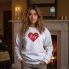 Personalised Women's Red Glitter Heart Sweatshirt, Custom Name Valentine's Sweater, Valentine's Day Heart Shirt, Love Sweatshirt Gift