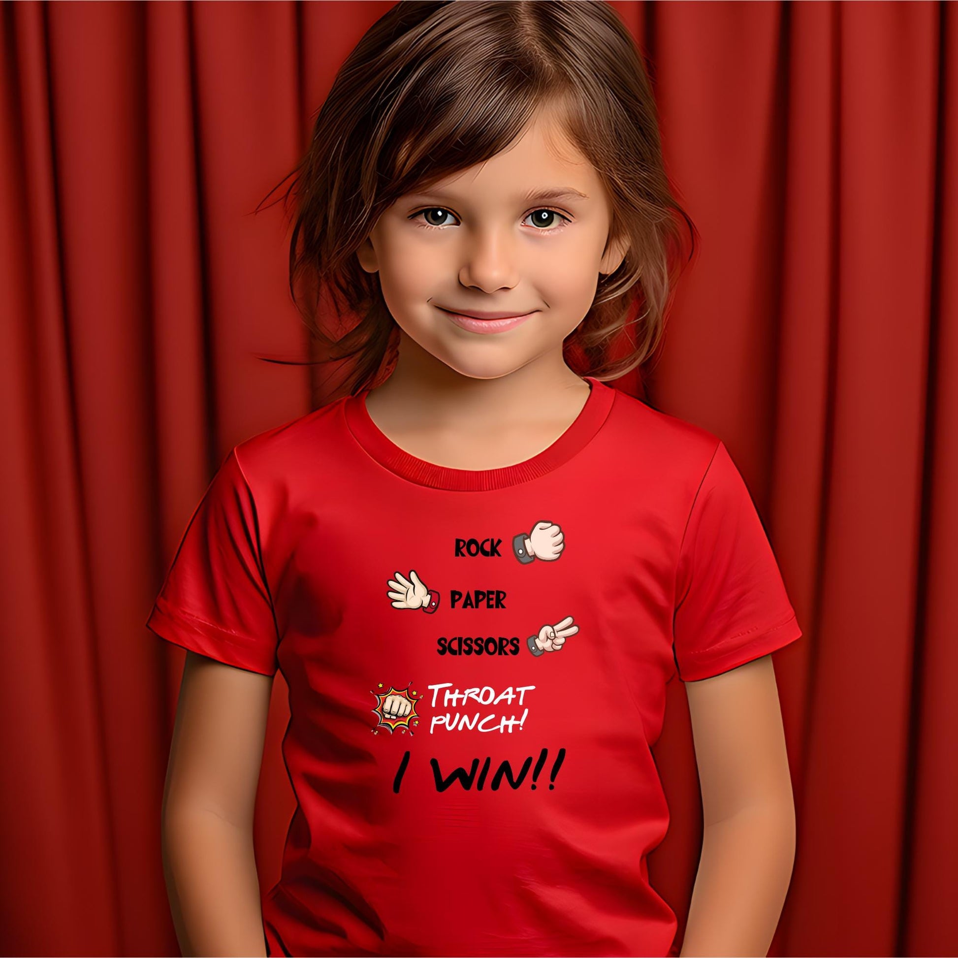 Rock Paper Scissors Throat Punch 'I Win' T-Shirt – Funny Unisex Tee for Secret Santa, Stocking Stuffer, and Hand Game Lovers!