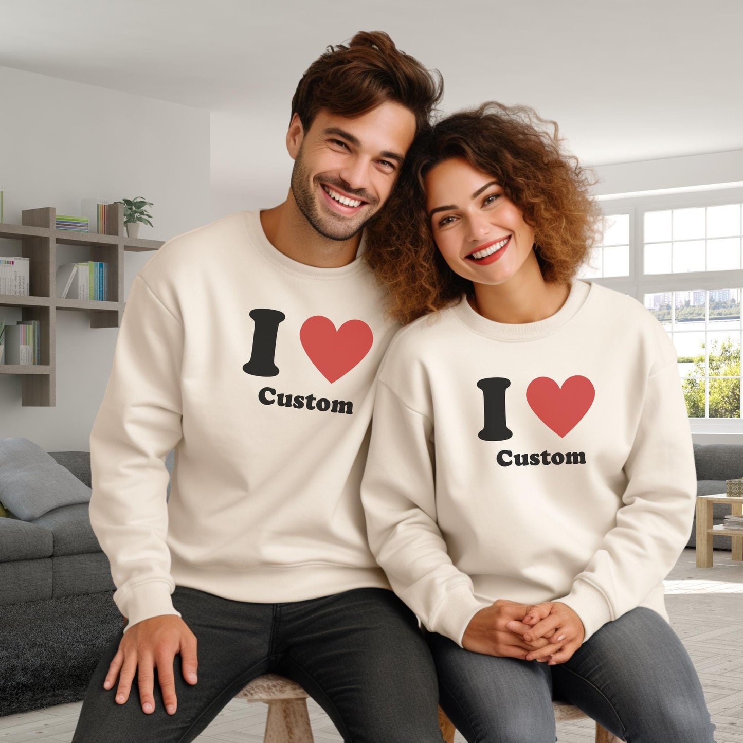 Unisex I Love Custom Sweatshirt, Unisex I Heart Custom Sweatshirt, Custom Text Shirt, Valentine Sweatshirt, Custom Valentine's Day Gift