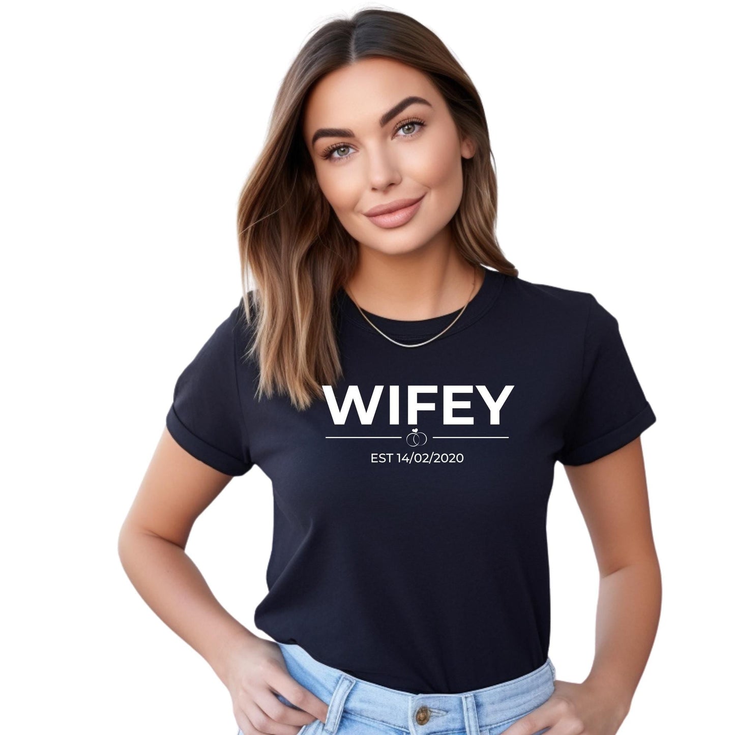 Wifey Hubby Est Shirt, Personalised Couple Matching Shirt, Honeymoon Shirts, Husband and Wife Shirt, Wife Shirt, Custom Wedding Gift