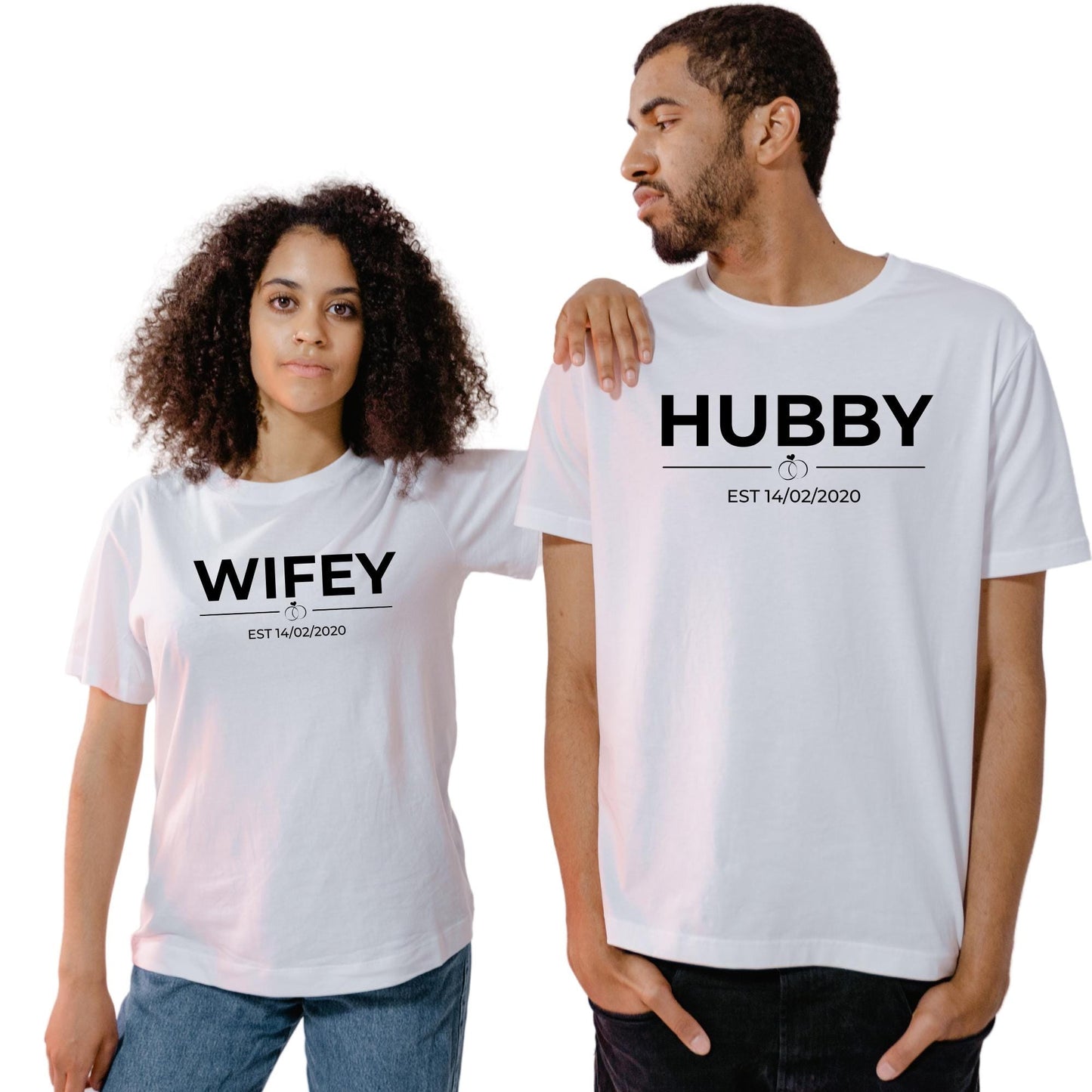 Wifey Hubby Est Shirt, Personalised Couple Matching Shirt, Honeymoon Shirts, Husband and Wife Shirt, Wife Shirt, Custom Wedding Gift
