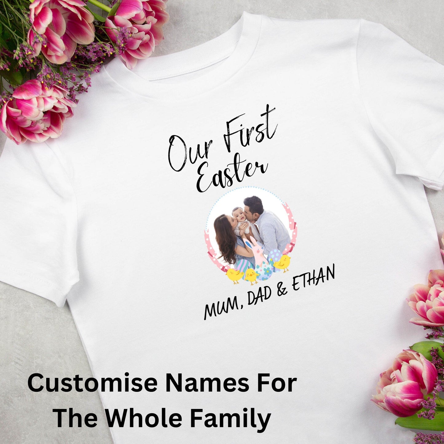 Personalised Our First Easter Family Matching Custom Photo T-Shirt