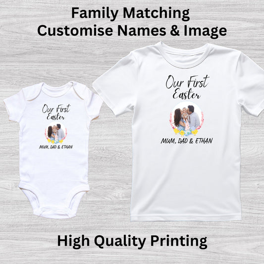 Personalised Our First Easter Family Matching Custom Photo T-Shirt